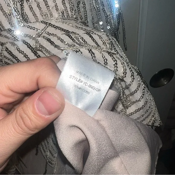 NwT Harlyn Silver Sequin Fringe Dress (Missing Belt) - Picture 8 of 13